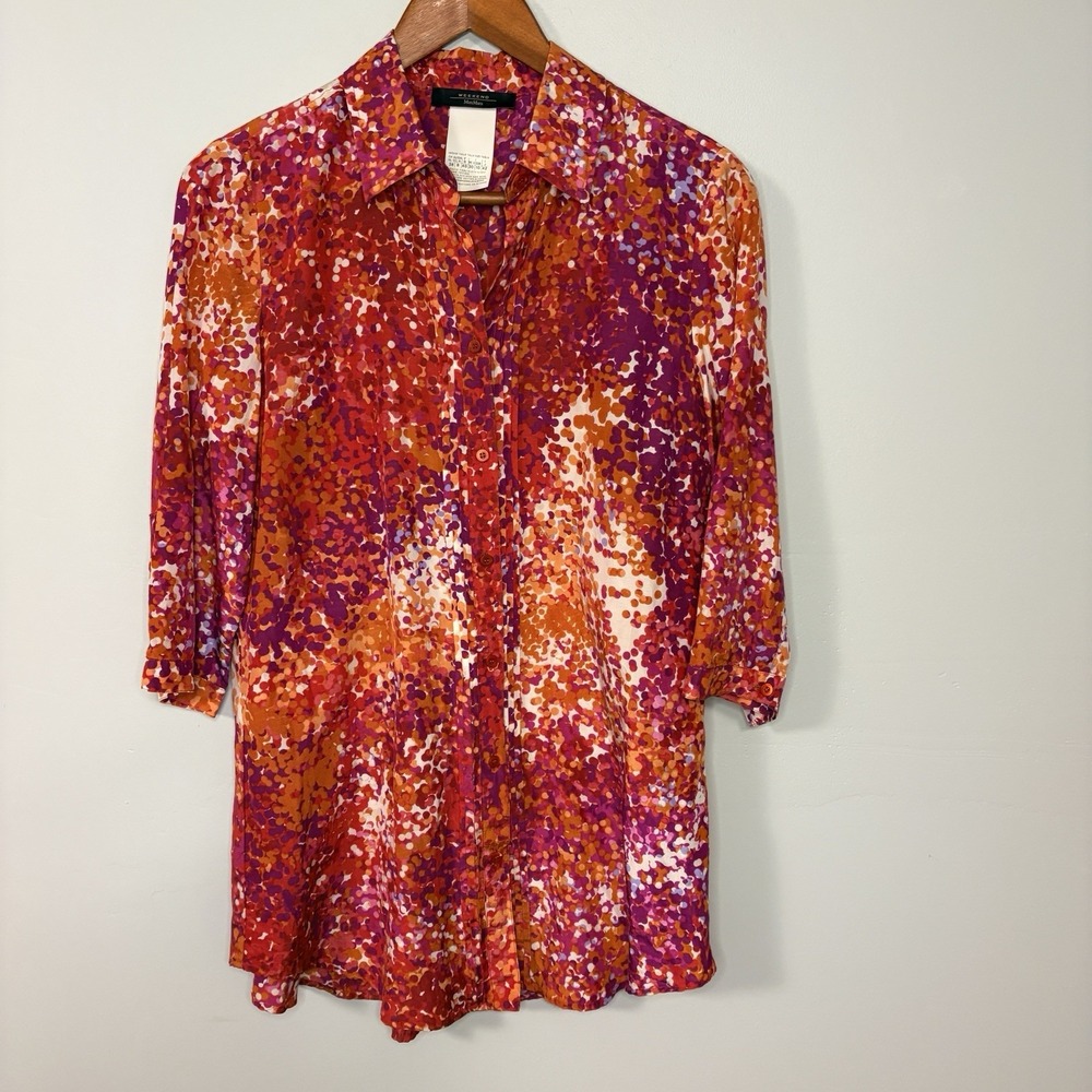 Weekend Max Mara Silk Blend Blouse Multicolor Dots Woman Size 8